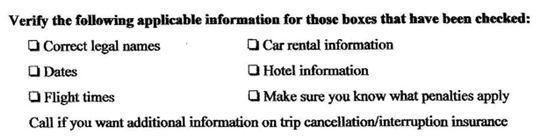 Travel Waiver: Information is Correct