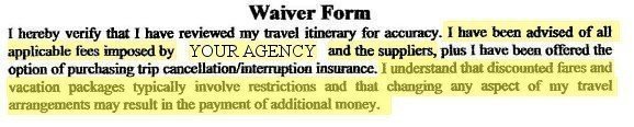 travel waiver fees