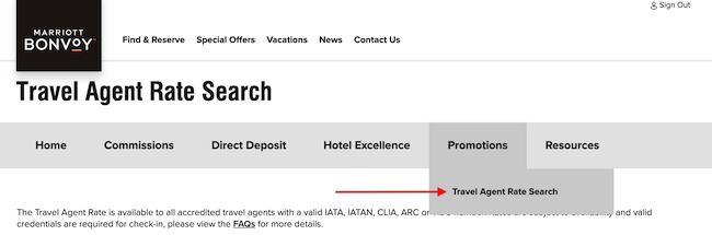 Marriott Travel Agent Programs