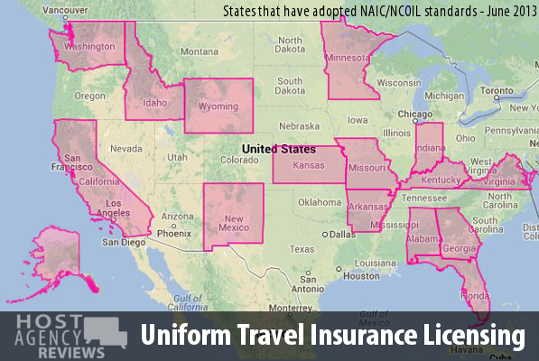 Uniform Travel Insurance Licensing Adopted Map