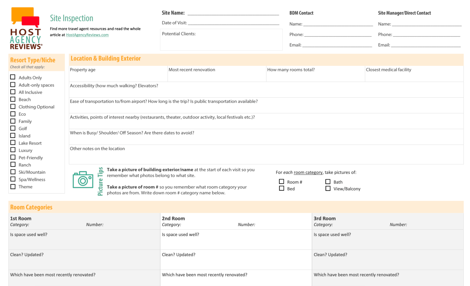 Travel Agent Site Inspection Checklist 